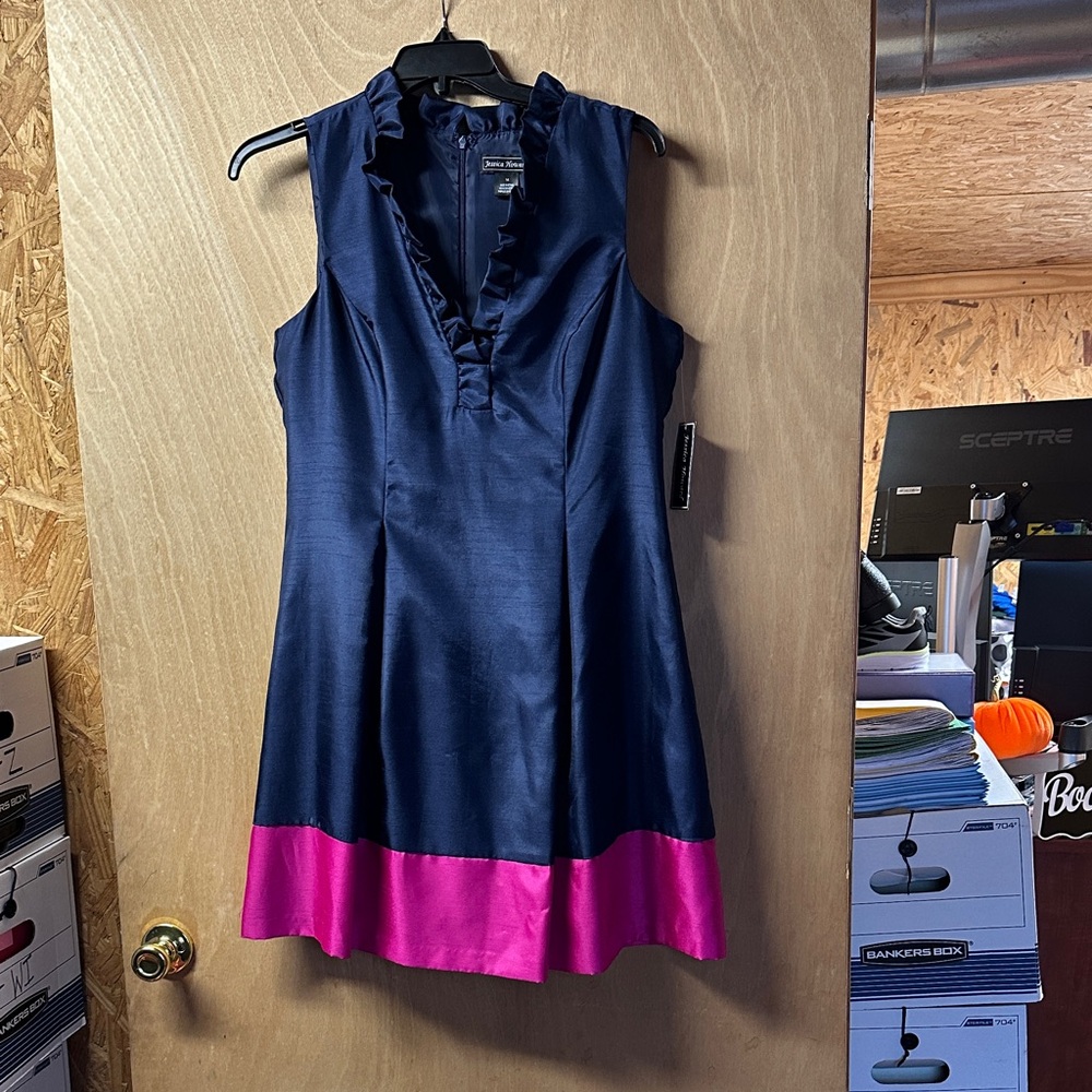 Banana Republic Elegant Navy and Pink Mini Dress